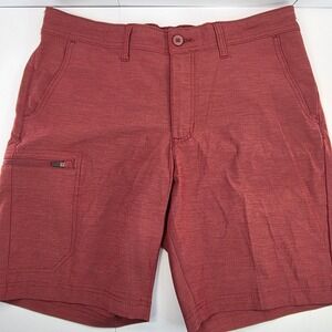 Sonoma Goods For Life Mens Flat Front Tech Shorts Burnt Cherry Size 34‎